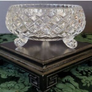 Antique Rare & Unique Gorham Crystal Tri-Footed Bowl Perfect Diamond Pattern